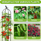 6FT Garden Obelisk Trellis for Climbing Plants,Adjustable 4-Tier Metal Plant Support,Rustproof Outdoor Plant Tower with 3 Decorative Tops for Roses,Tomatoes,Clematis & Vines,Black