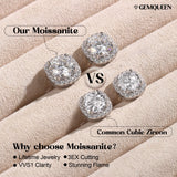 GEMQUEEN Moissanite Halo Earrings Studs 925 Sterling Silver, 2CTW