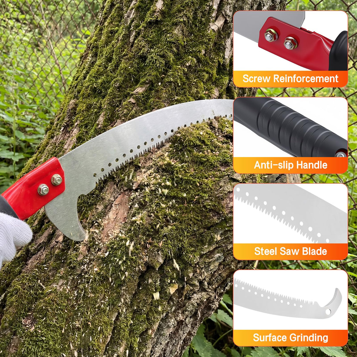 20FT Pole Saw for Tree Trimming, Manual Telescoping Tree Pruner with 3–12FT Extension Pole, Long Reach Hand Saw for Ground Cutting in Yard, Garden & Patio