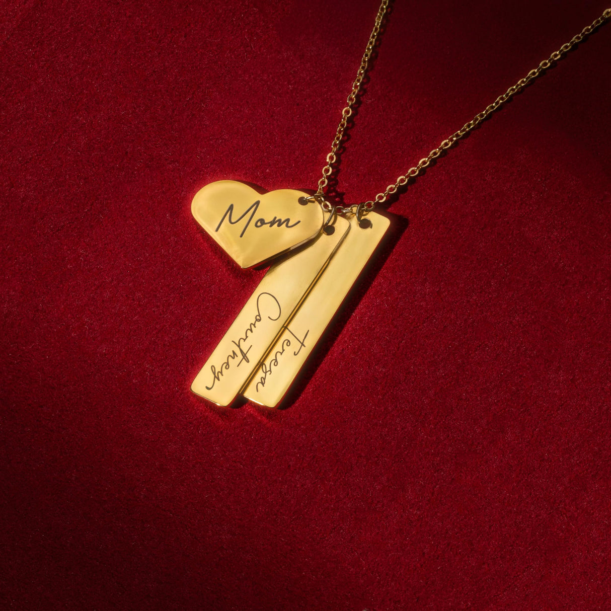 Custom Necklaces for Women - Mom Necklace for Women, Name Bar & Heart Charm