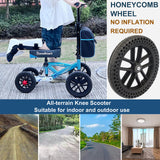 BlessReach Knee Scooter, All Terrain Foldable Knee Scooter Walker, Disc Brake Knee Walker for Foot Injuries Compact Crutches Alternative