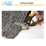 C.JET TOOL 10" Heavy Duty Scissors - Carpet Cutter, Industrial Multipurpose Tool for Cardboard, Leather, Pruning, Gardening - Professional Soft Grip Stainless Steel (Orange)