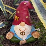 Mood Lab Garden Gnome - Funny Zen Hippie Gnome Figurine - 9.1 Inch Tall Lawn Statue - for Outdoor or House Decor