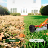 Walensee Manual Lawn Dethatcher Rake with Wheels, Adjustable Handle