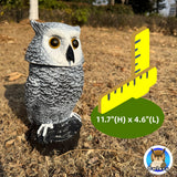 Owlery Snowy Solar Owl With Motion Detector, Flashing Eyes, Spinning Head, Realistic Hooting and Silent Mode, Outdoor Statue, Winter Garden Decoration for Home, Patio and Fence