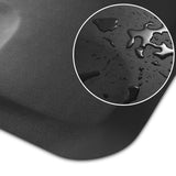 Saloniture 3 ft. x 5 ft. Barber & Salon Floor Mat for Square Chair Base - 1/2 in. Thick Black Semi-Circle Anti-Fatigue Stylist Station Mat