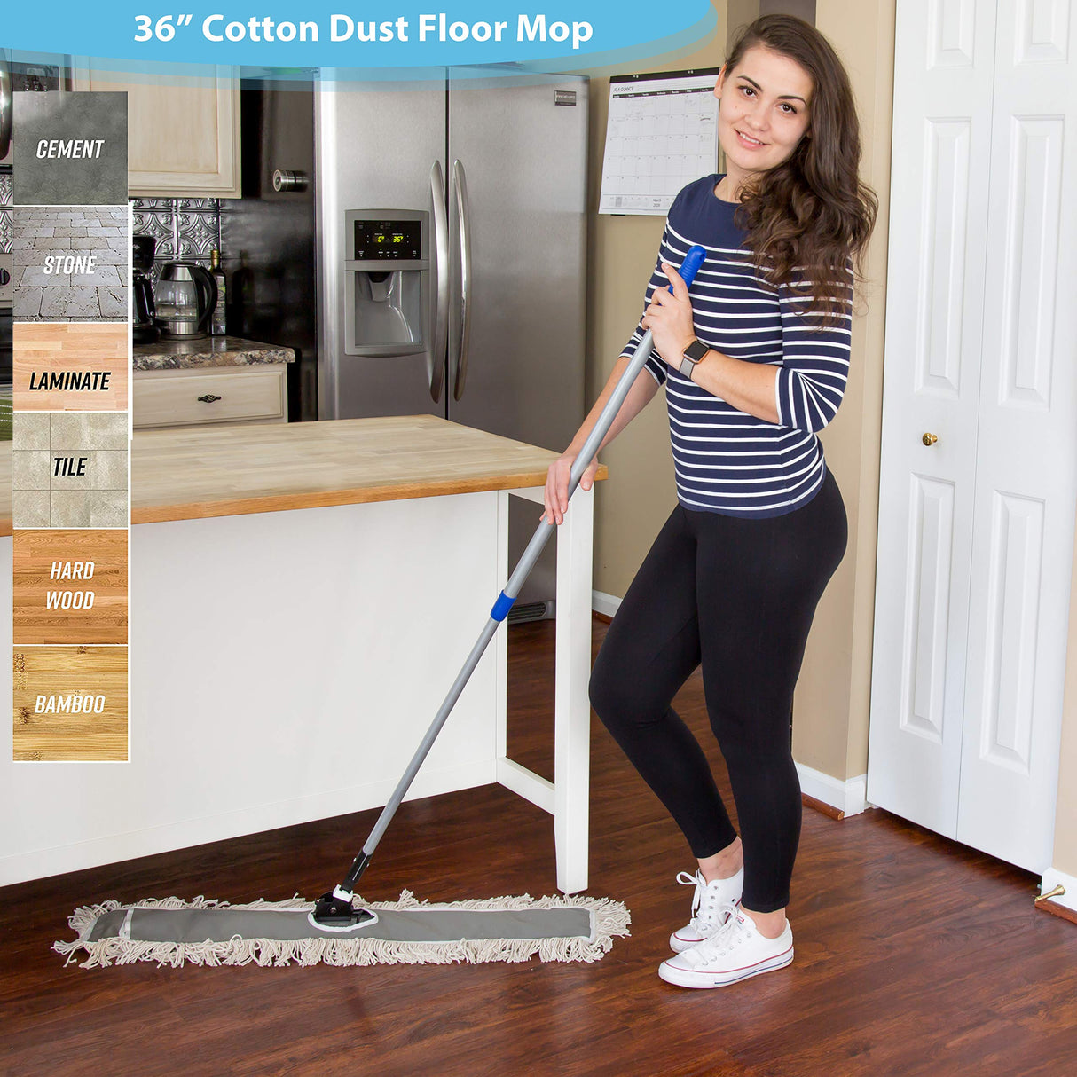 JINCLEAN 2 Pack of 36 Cotton Refills for Industrial Class Floor Dust mop Series Can be fit with Others (2 Pack of 36 Cotton Refill)