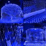 FUNPENY Christmas Net Lights, 9.8ft x 6.6ft 200 LED Mesh Decor Clear Wire with 8 Modes Waterproof Connectable Xmas Decorations for Outdoor Outside Bushes Yard Lawn Patio Tree Garden Party (Blue)