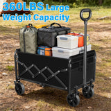 LIAPOTT Wagons Carts Foldable, 360lbs Collapsible Grocery Wagon Cart, Black