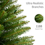 Puleo International 7.5ft Pre-Lit Slim Fraser Fir Christmas Tree with 350 Clear Lights, 1188 Realistic Dense Branch Tips, Easy Setup Artificial Trees with Sturdy Metal Stand
