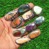 Silver Carats Women's Chunky Silver Rings - 5 Pcs Fashion Ring Set, Silver Plated, Handmade Gemstone - Stackable Gothic Vintage Pack