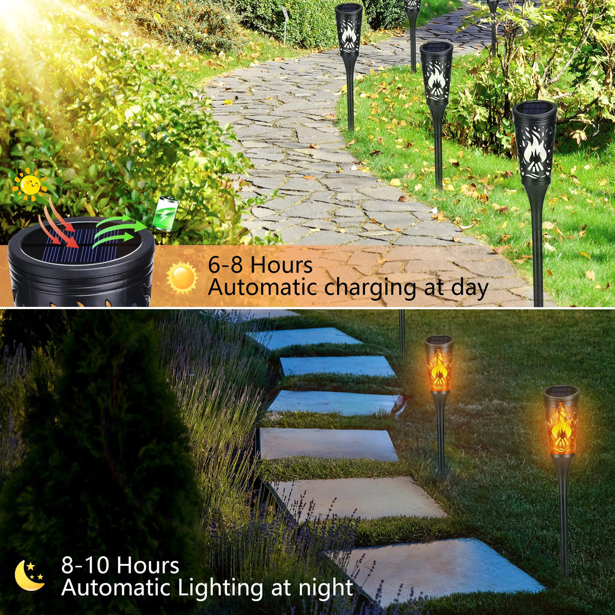 Toodour Solar Halloween Lights Outdoor, 6 Pack Solar Torch Light Waterproof