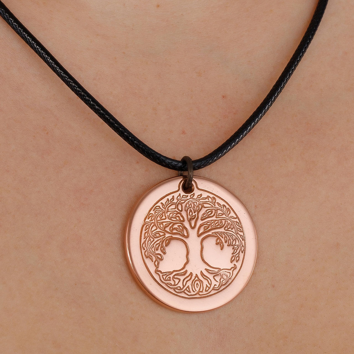 DEMMEX Pure Copper Tree of Life Pendant Necklace for Men and Women, 2.5mm Thick, 1.5 Inches Diameter, Uncoated, Handmade in Turkey - Polish with Salt-Lemon Mix (Copper)