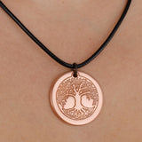 DEMMEX Pure Copper Tree of Life Pendant Necklace for Men and Women, 2.5mm Thick, 1.5 Inches Diameter, Uncoated, Handmade in Turkey - Polish with Salt-Lemon Mix (Copper)