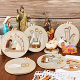 4 Set Nativity Scene Embroidery kit, Christmas Cross Stitch Kits, Beginner Embroidery Kit for Adults, DIY Embroidery Kit for Decor Home Room(Christmas Embroidery C 4 Set)