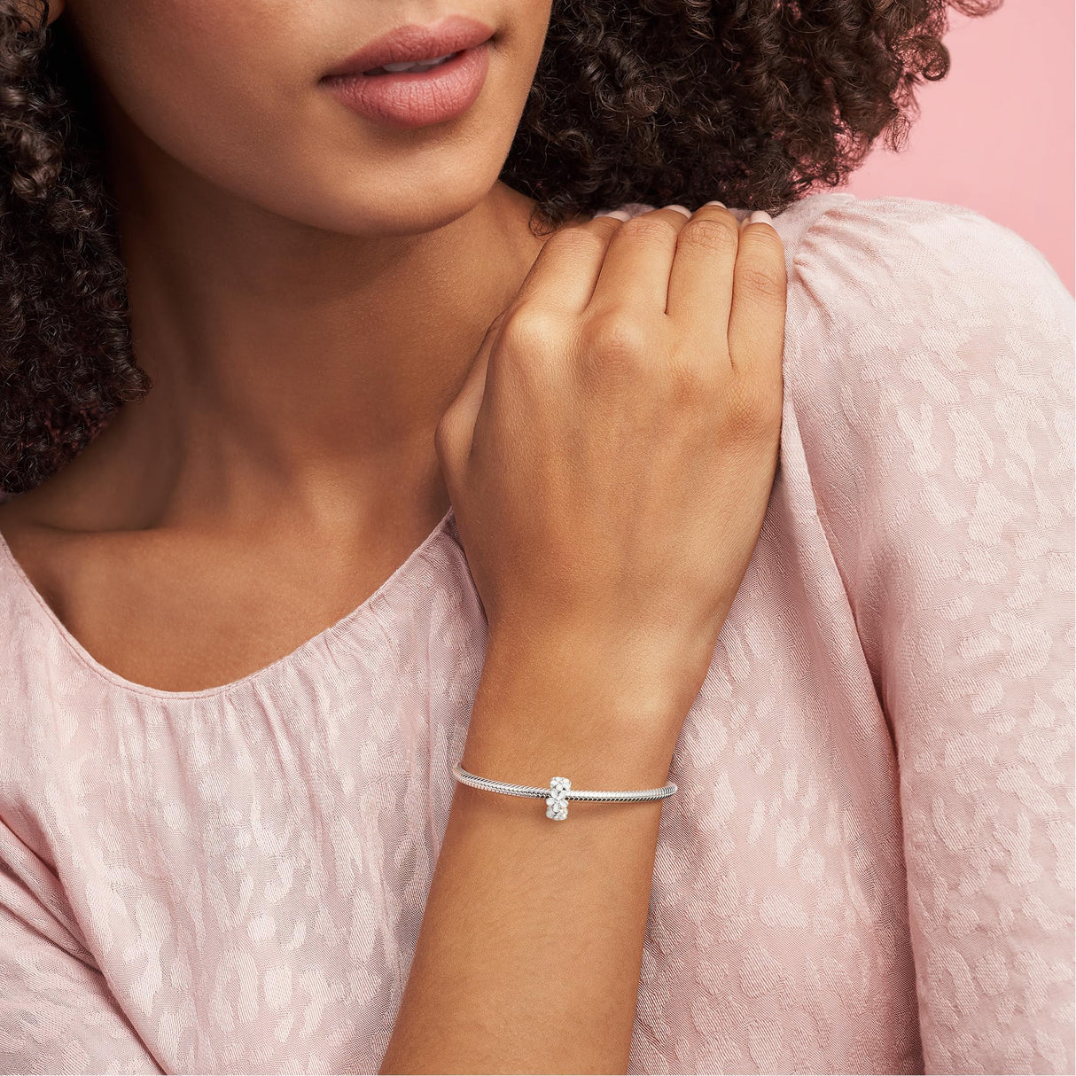 PANDORA White Daisy Flower Spacer Charm - Jewelry for Women with Gift Box - Compatible Moments Charm Bracelets - Sterling Silver