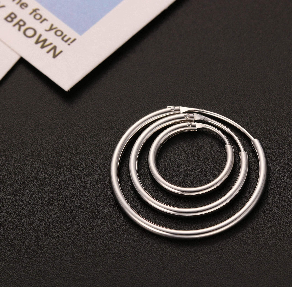 Sllaiss 3 Pairs 925 Sterling Silver Small Hoop Earrings For Women Men Round Endless Hoop Earrings Set Lightweight 10MM 15MM 20MM (Set 1：10MM 15MM 20MM)