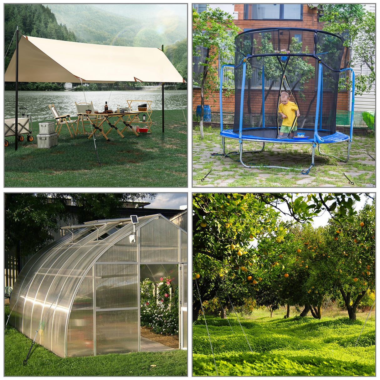 hannger 4 Pack 18" Ground Anchors Shed Anchor Kit with 1/8" Galvanized Cable & Turnbuckles, Heavy Duty Trampoline Anchors for Swingset Canopy Carport Gazebo Greenhouse Tree