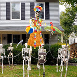 Lunmon 8 Pcs Summer Hawaiian 12 ft Skeleton Costume Accessories Hawaiian Hula Grass Skirt Tropical Flower Garlands Wristbands Beach Ball Skeleton Outfit for Garden Lawn Luau Party Decor(Yellow)
