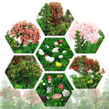 Hoteam 72 Pcs Miniature Garden Accessories Mini Moss Garden Animals Rabbit Owl Miniature Figurines Fake Diorama Trees Natural Outdoor Sheet for DIY Fairy Craft Decor