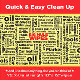 Mule Head Brand XL Heavy-Duty Cleaning Wipes – (10" x 12") – All-Purpose Garage, Automotive & Car Interior Cleaning – Ink, Paint, Tar & Grime Remover – Home, Tools & Multiple Surfaces