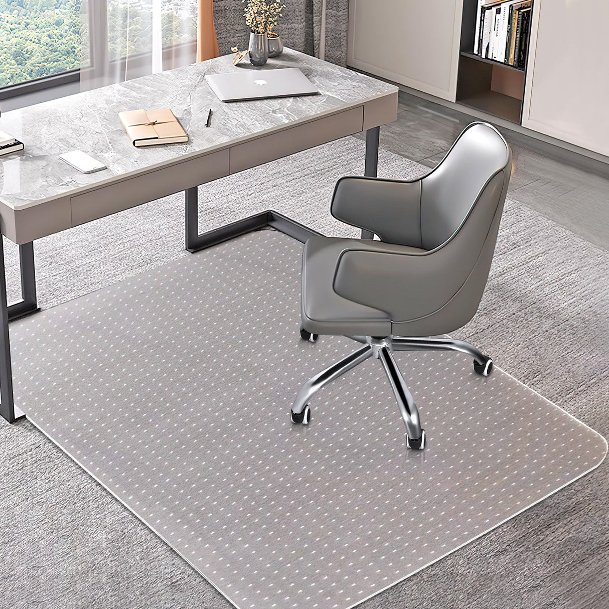 BesWin Office Chair Mat for Carpet, 48'' x 36'' Clear Floor Mat for Low and No Pile Carpeted Floors, Thick and Sturdy Carpet Protector for Work, Home, Gaming, Easy Glide and Flat Without Curling