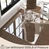 GLSLAND Irregular Tempered Glass Floor Mat - 45" x 53" Office Chair Mat for Carpet Clear Duty Hard Rolling Glass Mat 1/5" Thick for Hardwood Floor/Carpeted Floors, Clear
