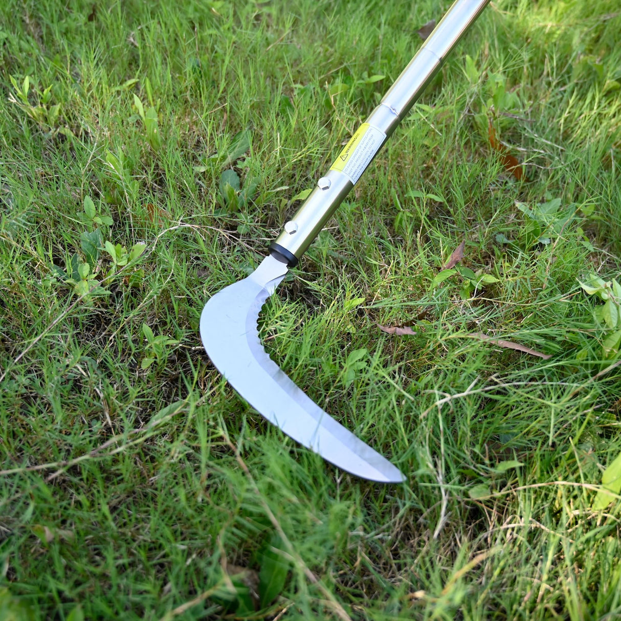 YEELOR Weeding Sickle, Serrated & Plain-Edged Combined Steel Scythe 51-Inch Adjustable Long Handle, Lightweight Long-Handled Garden Sickle Tool for Gardens, Yards, Fields & Overgrown Areas