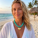 LILIE&WHITE Gold Plated Aqua Beaded Necklace for Women