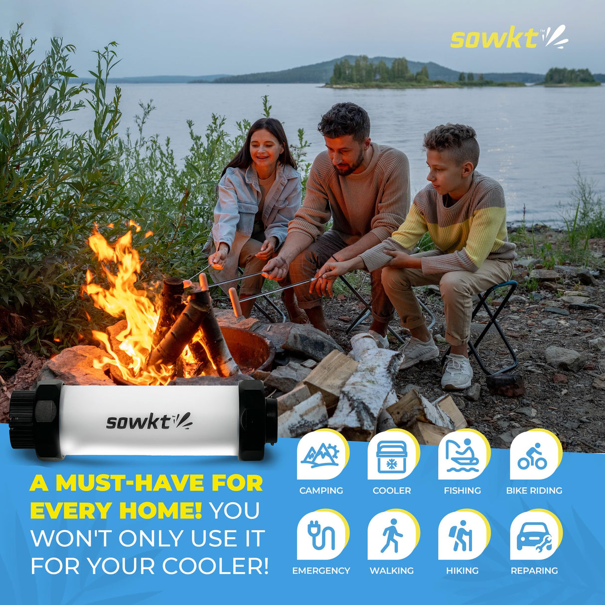 SOWKT® Waterproof Cooler Light - 55 Hours of Light on One Charge Rechargeable LED Light - Cooler Accessories Compatible with YETI, RTIC, ORCA, and More! Great for Camping, Fishing, Parties & Hunting!