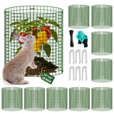 Uyittour 10 Pack Plant Protectors from Animals, 12" x 12" Round Metal Wire Garden Plant Cages to Keep Animals Out, Rabbit Proof Protection for Vegetables & Flowers with Stakes, Zip Ties & Gloves
