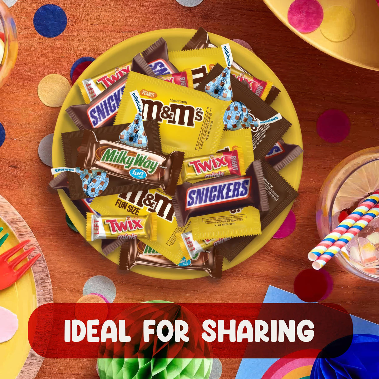 Chocolate Mix Fun Size 5 Pounds approx 160 pieces - Chocolates Christmas - Peanut M and Ms, MilkyWay, Twix, Snickers - Individually Wrapped Christmas Treats - Chocolate Variety Pack Ideal for Sharing