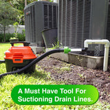 EZVAC - AC Drain Line Cleaner Adapter Evacuates & Unclog AC Drain Line - HVAC to PVC AC Drain Line Cleaner Tool - Universal Fit AC Drain Line Unclogger - AC Drain Line Cleaning Tool - Clear Visibility