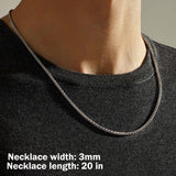 OLARCU 2.5mm/4mm Silver Stainless Steel Wheat Chain Necklace Jewelry for Men (2.5mm-Silver, 26 Inches)