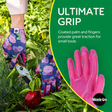 Miracle-Gro Women's Nitrile Coated Grip Floral Pattern Gardening Work Gloves 3-Pack, Extreme Comfort, Excellent Grip, Water Resistant, Pink/Purple, Medium, (MG37126/WML)
