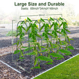 iGreely Cucumber Trellis for Raised Bed, U-Shape Garden Arch Metal Support for Climbing Plants, Metal Arch Vegetables Trellis, Plant Support for Vine (Green, 69.3" L×30" W×47.2" H)