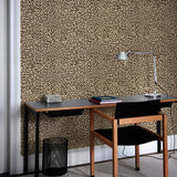 JiffDiff Leopard Print Peel and Stick Wallpaper, Waterproof Removable Self Adhesive Textured Wall Paper, Yellow Unique Funky Cheetah Contact Paper for Bedroom and Bathroom 120"X17.3"(14.4 sq. ft)