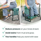 Garden Kneeler And Seat - Protects Your Knees, Clothes From Dirt & Grass Stains - Foldable Stool For Ease Of Storage - EVA Foam Pad - Sturdy and Lightweight - Bench Comes With A Free Tool Pouch!
