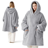 Bedsure Soft Wearable Blanket Hoodies for Women, Grey, Standard