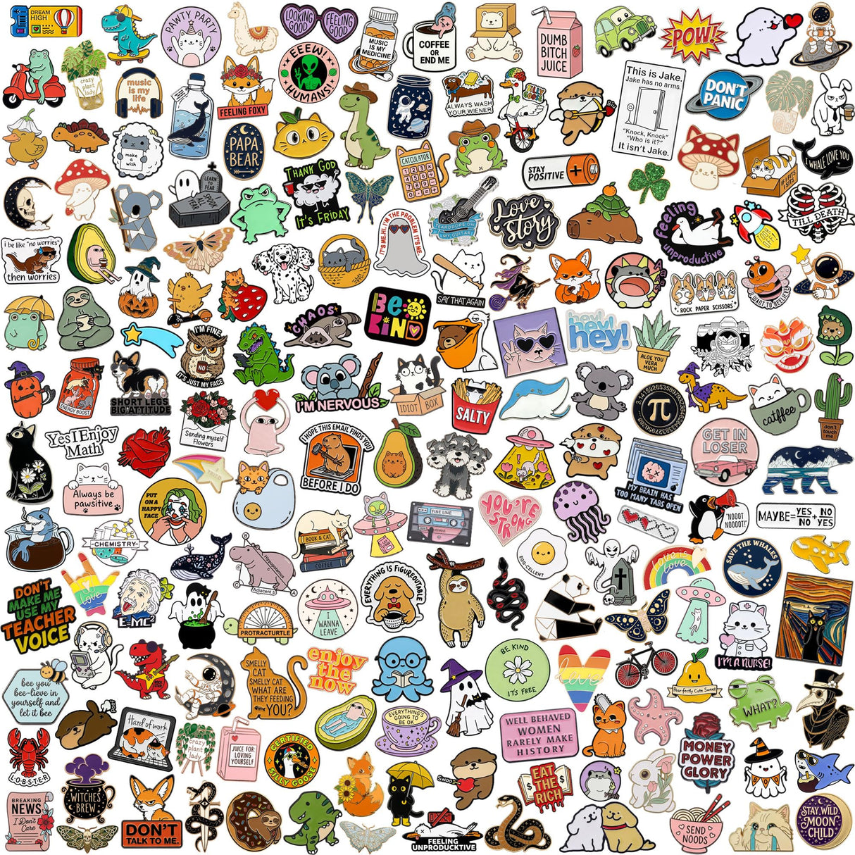 SINCCO 20/40/50/80 PCS Cute Enamel Backpack Pins, Funny Enamel Pins Bulk Set Cool Button Pins Aesthetic Brooch Lapel Pins Anime for Backpacks, Jackets, Hats, Kids, Girls(Style-50)