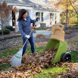 Simplay3 Easy Haul Durable Wheelbarrow with Garden Tool Storage Tray - Large Easy Turn Wheels - Green - Made in USA