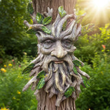 Teaeeno Charming Tree Face Garden Decor, Whimsical Old for Man Resin Statue with Foliage Features, Large Outdoor Tree Hugger for Yard Art, Root Detail, Trees Decorations Outdoor Wallmounted Statue