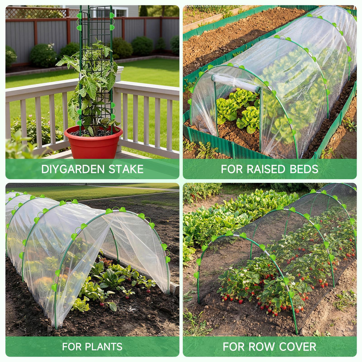 72 Pieces Garden Hoops for Raised Beds Fiberglass Support Greenhouse Hoops