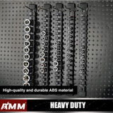 AMM 6-Piece Socket Organizer，3/8 inch Drive ABS Tools-Socket Holder，Heavy Duty Socket Racks，Premium Quality Socket Clip Rail Holder，The best tool trays in the garage