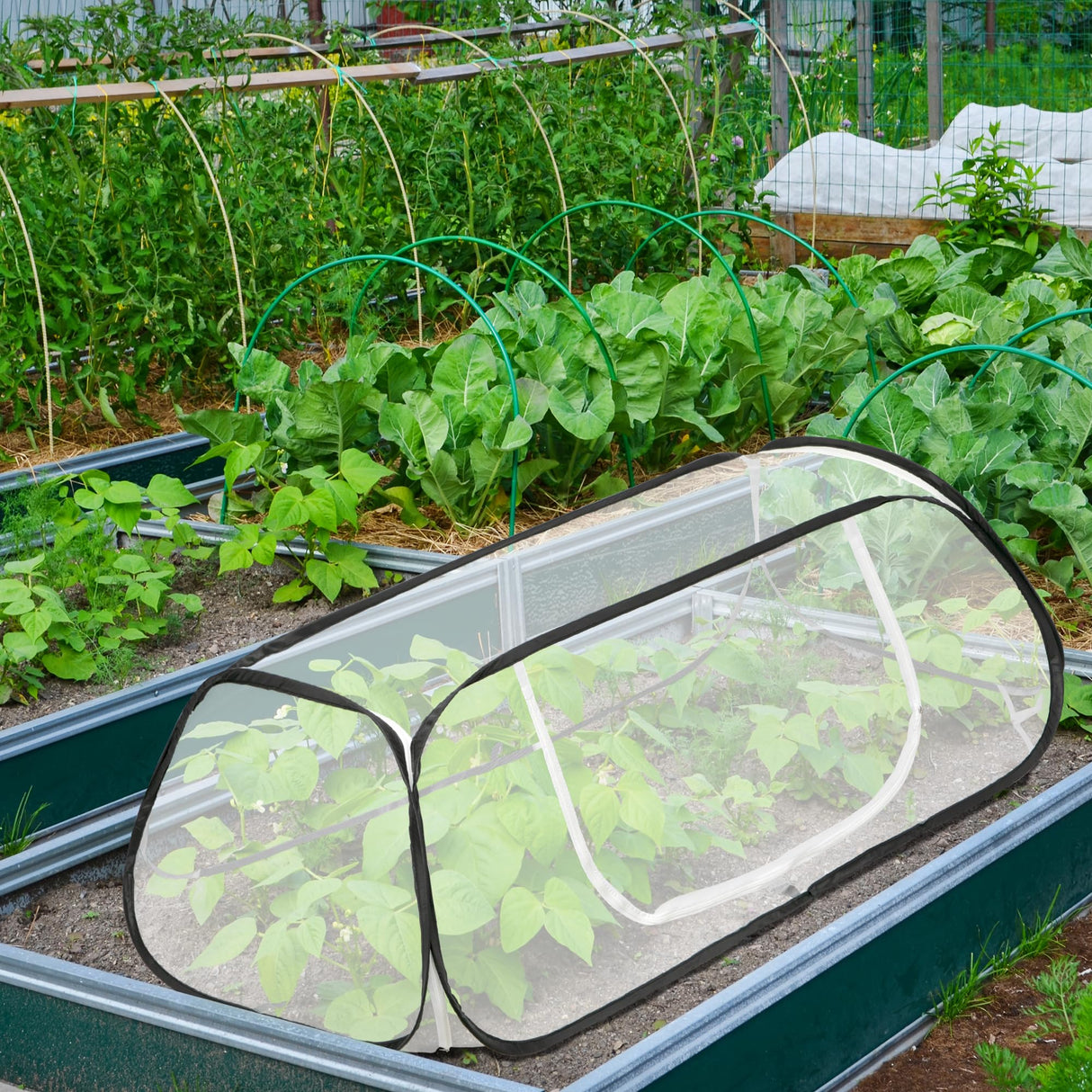 2 Pcs Pop Up Garden Rows Plant Cover,Raised Garden Beds Plants Protector