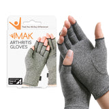 IMAK Compression Arthritis Gloves - Compression Gloves for Arthritis & Joint Pain Support - Men's & Women's Fingerless Gloves to Support Circulation - Grey - Large