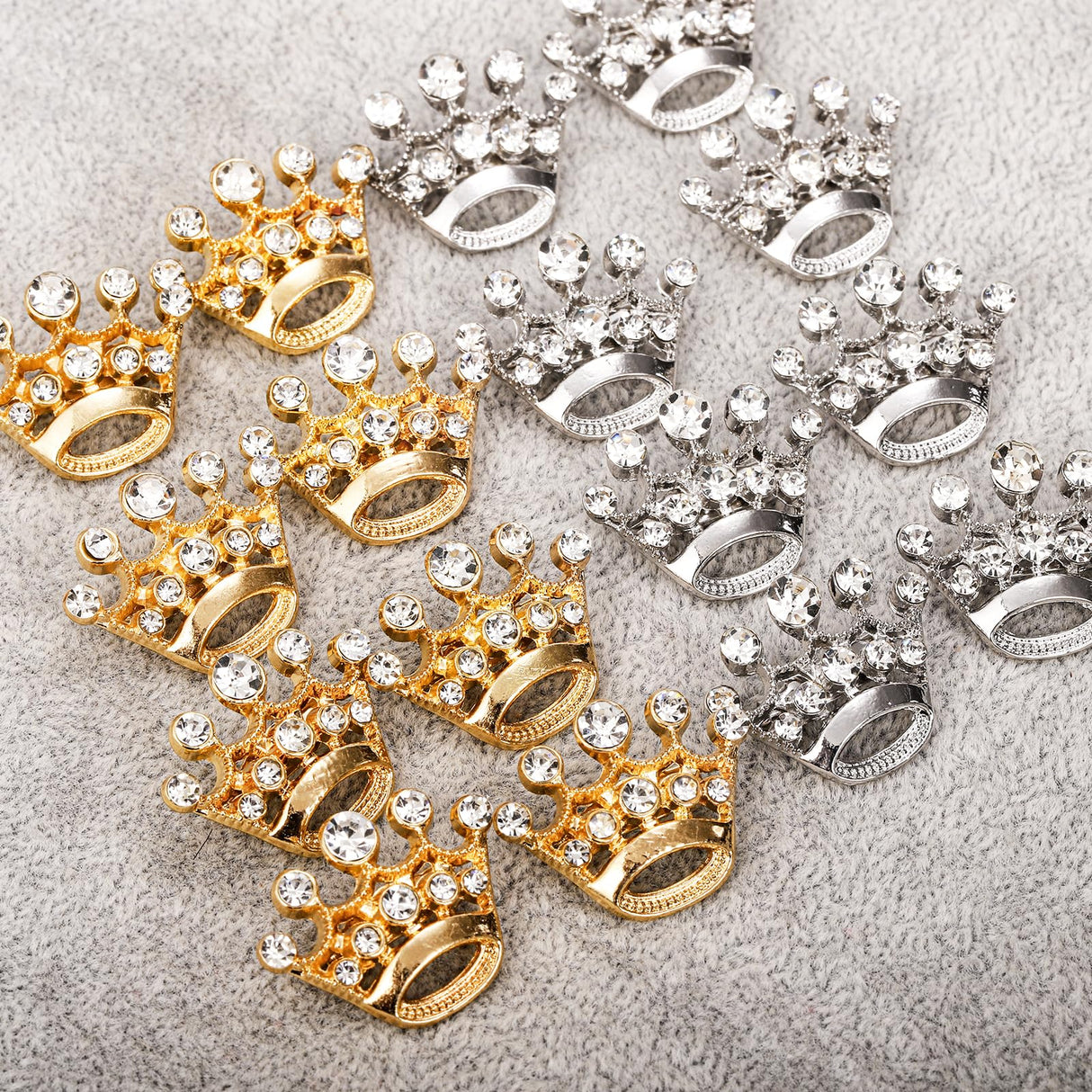 Okllen 48 Pieces Small Crown Brooches, Silver Gold Crown Pins, Fashion Rhinestone Brooch Pins for Women, Men, Lapel, Sashes, Wedding
