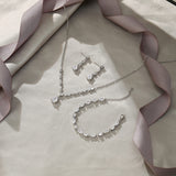Clear Cubic Zirconia Drop Wedding Jewelry Set for Bride Bridesmaid Silver