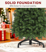 DWVO 7.5 FT Pre-Lit Slim Pencil Fraser Fir Artificial Christmas Tree with 350 Lights and 1000 Branch Tips, Green