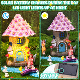 GGSTDDUP 70 Pcs Fairy Garden House Resin Kit Glowing Tree House Miniature Garden Fairy Animals Garden Accessories Decor Outdoor Mini Landscape Ornaments